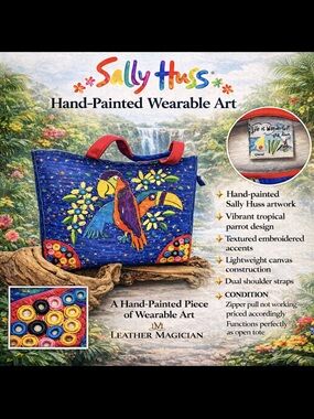 Sally Huss -Original Multi-Color Parrot/Toucan: Hand Painted by Artist